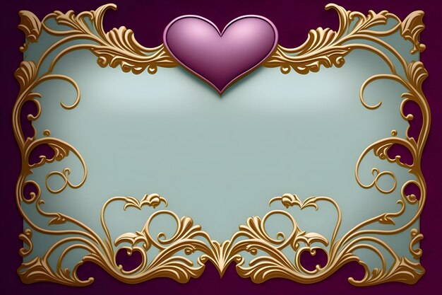 Photo a purple frame with a heart in the middle that says love.