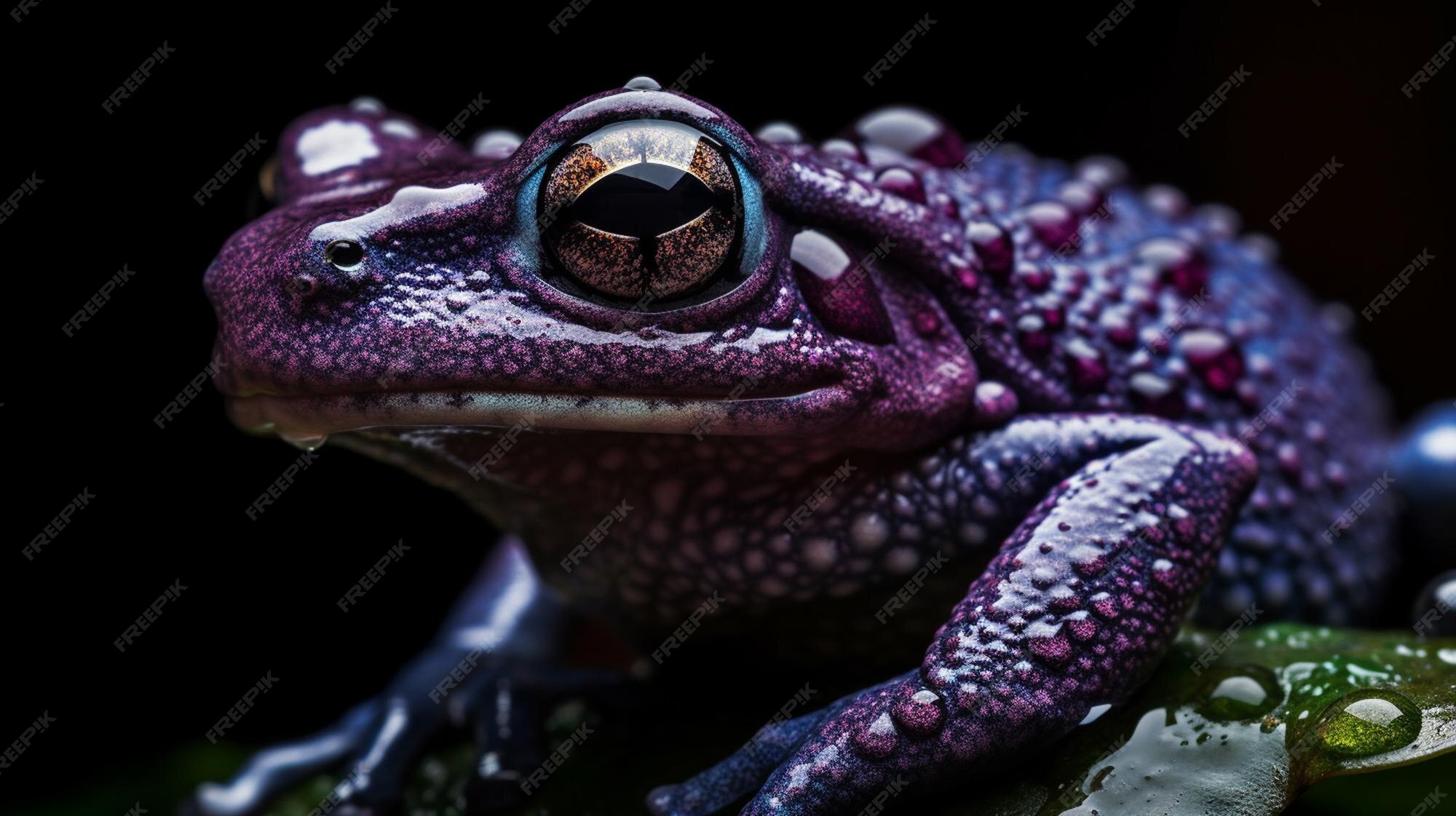 Premium Photo | A purple frog with a black background