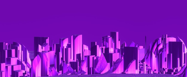 Purple futuristic synthwave metropolis background