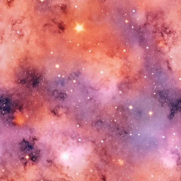 Purple galaxy watercolor background with a pink nebula in the center.