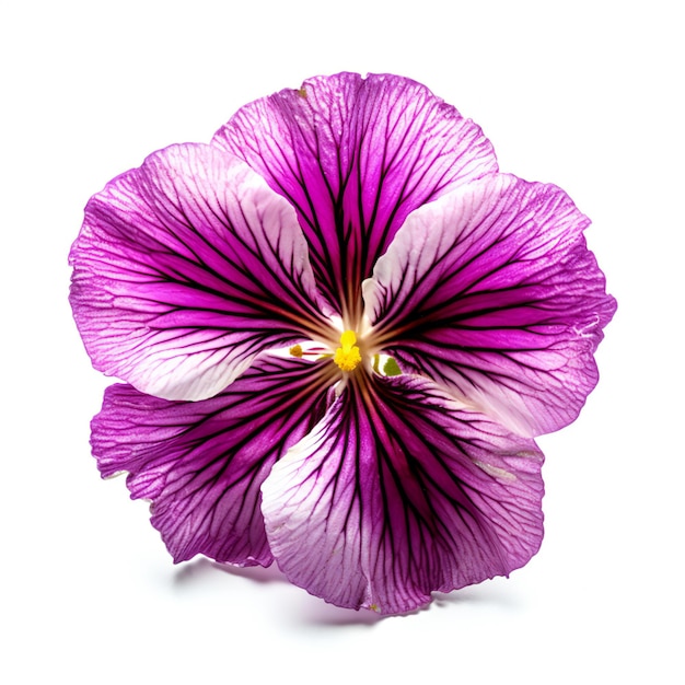 写真 白い背景に分離された紫のゼラニウムの花