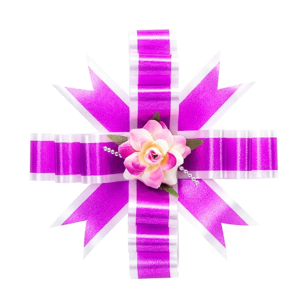 Photo purple gift bow isolated on white background