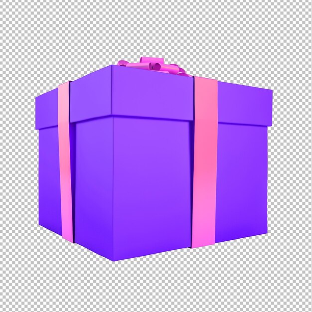 Purple gift box isolated on png background d render