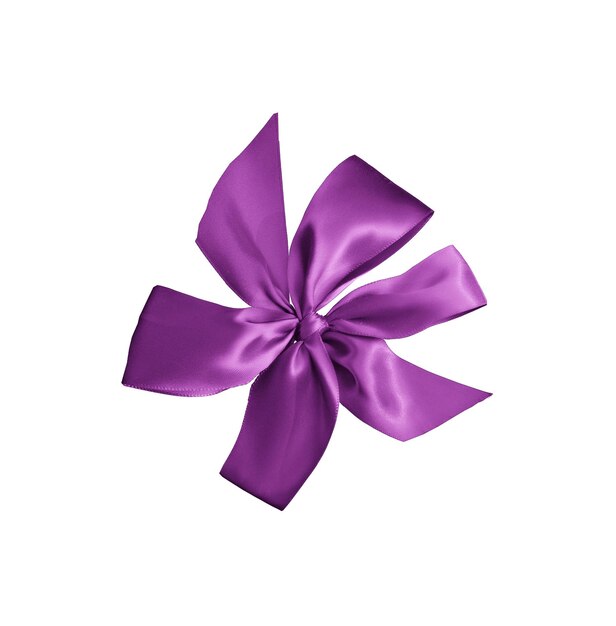 Purple gift ribbon with bow isolated