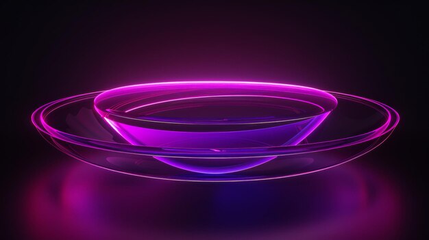 Photo a purple glass bowl with purple and blue light