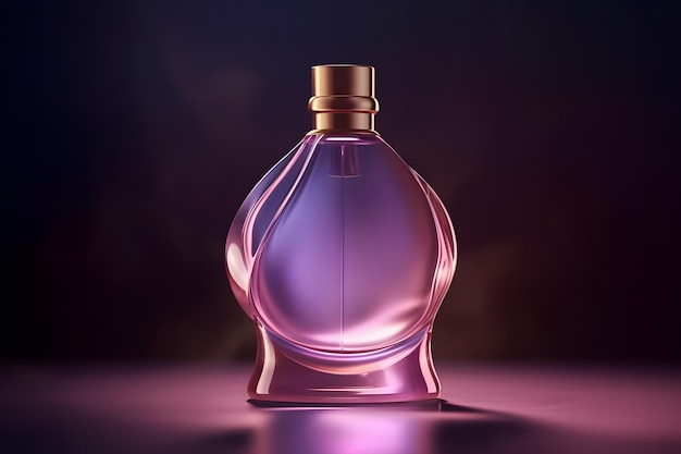 Purple glass perfume bottle mockup Neural network AI generated