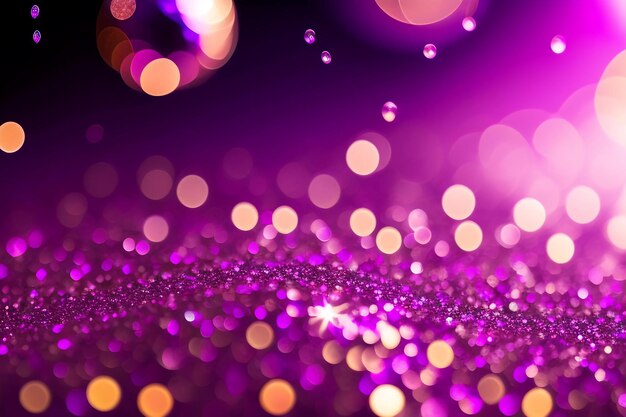 Фиолетовый блеск боке фон Несфокусированное мерцание темно-фиолетовые блестки Хрустальные капли обои
