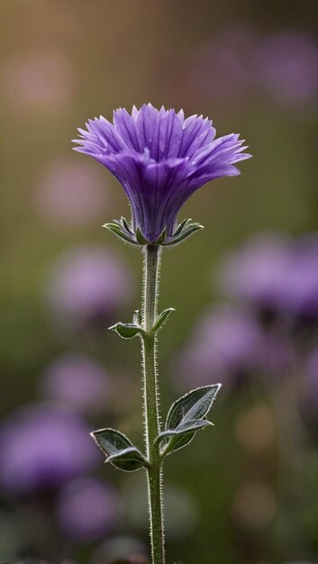 Foto un fiore globo viola con un foco acuto e uno sfondo sfocato