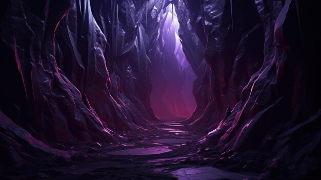 Photo purple glowing cave fantasy background