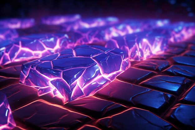 コンピューターのキーボード上の紫色に光る光る石生成ai