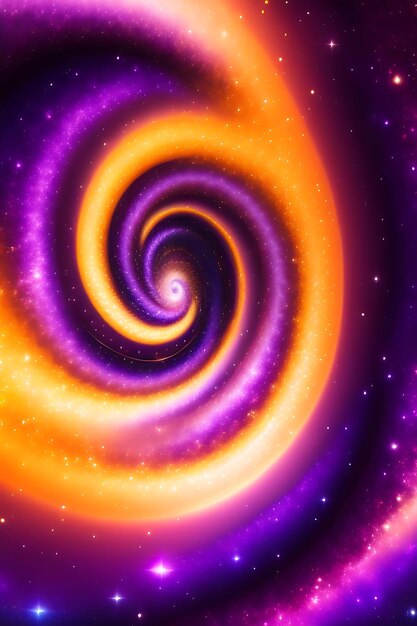 Purple and gold abstract spiral galaxy fairy dust magical swirl design