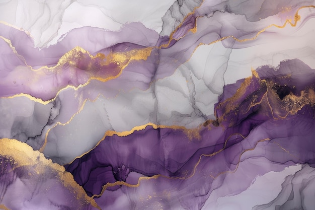 Purple and Gold Agate Stone Inspired Abstract Art