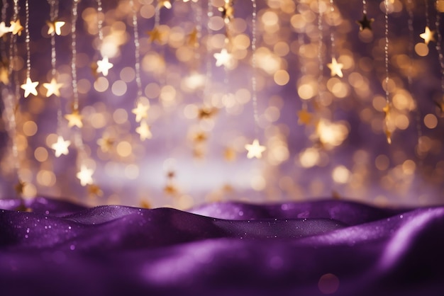 purple and gold background in the style of the stars art group