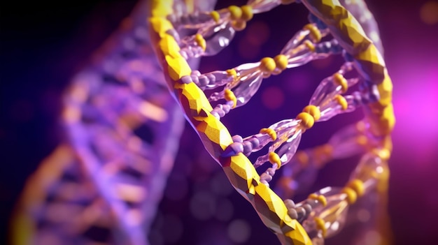 Purple and gold DNA background Double helix DNA