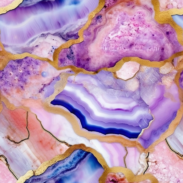Purple and gold marble with a pink and purple background generative ai