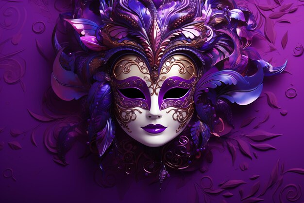 a purple and gold mask