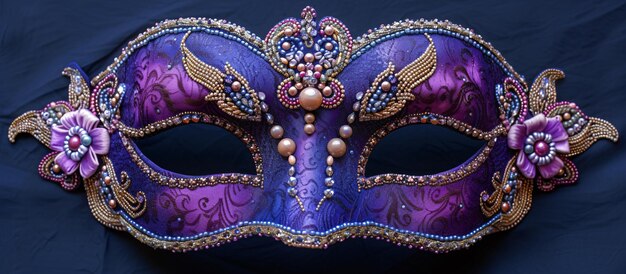 a purple and gold mask