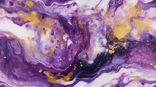 A purple and gold painting with gold paint and gold paint.