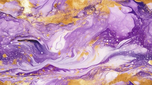 A purple and gold painting with gold paint and gold paint.