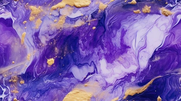 A purple and gold painting with gold paint and gold paint