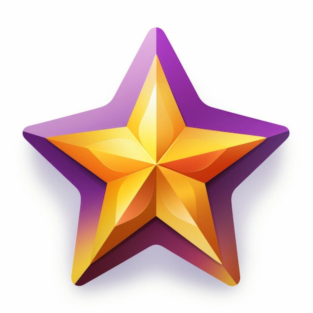 a purple and gold star on a white background