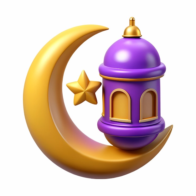 Purple and golden ramadan 3d design