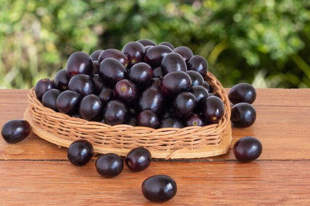 Purple grapes in basket with heart shape