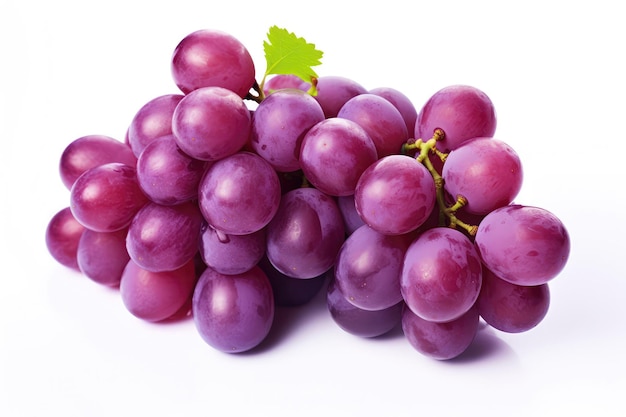 Purple Grapes Closeup On White Background