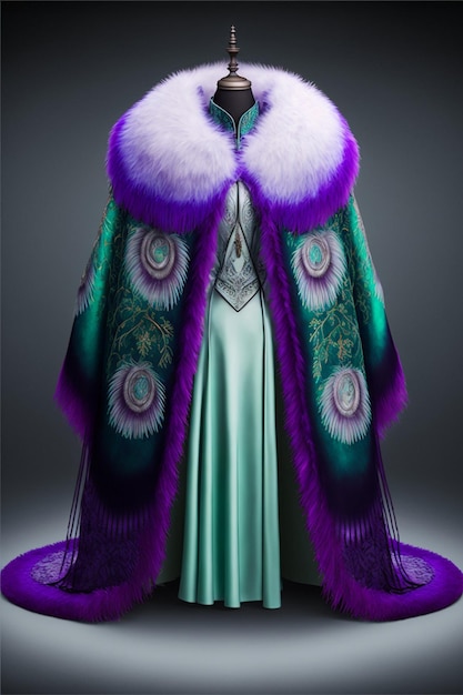 Purple and green coat on a mannequin generative ai