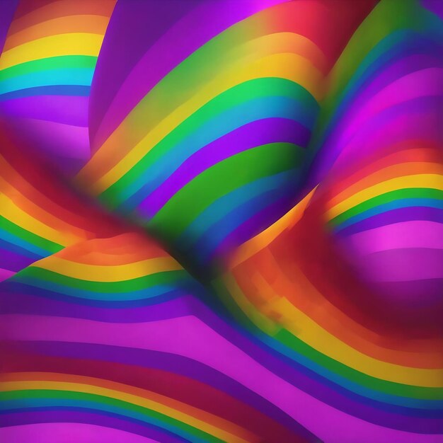 A purple and green colored background with a rainbow in the middle