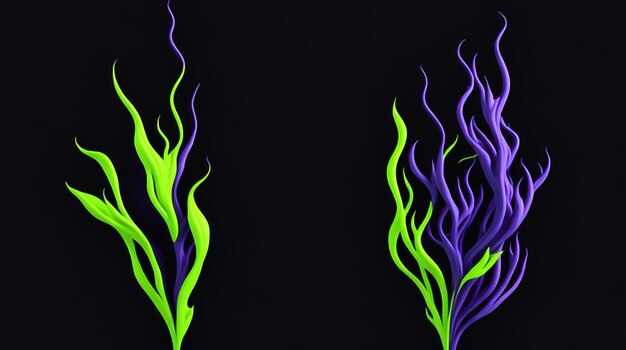 Photo purple and green fire ai generative