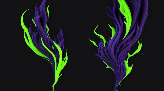 Photo purple and green fire ai generative