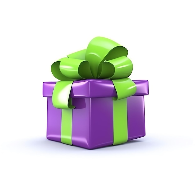 A purple and green gift box