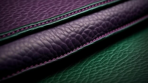 Purple and green leather material with a purple