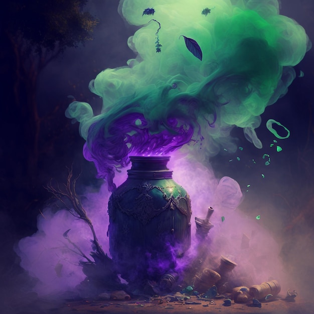 Purple Green Smoke Witch's Brew