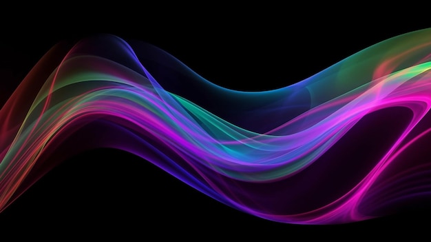 A purple and green wave with a black background