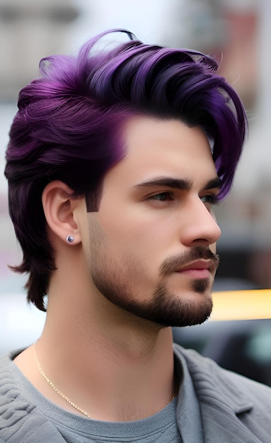 Premium Photo | The purple hair color for men