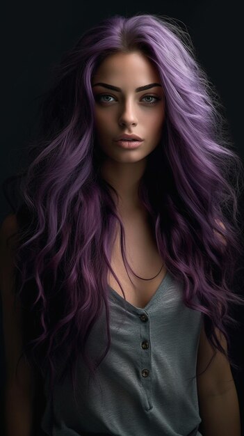 Foto colore dei capelli viola che è viola e ha molto colore dei capelli viola