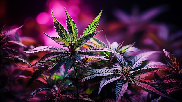 Purple Haze Cannabis Marijuana Leaf in Vibrant Colors