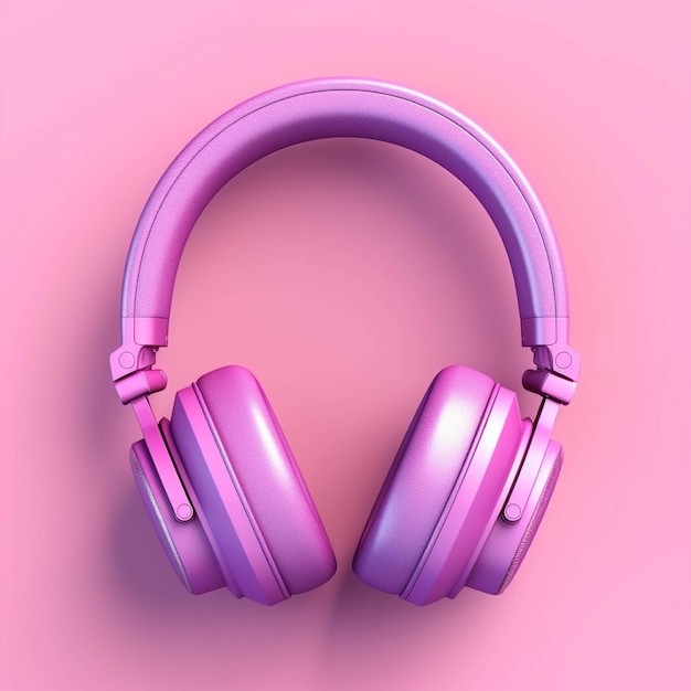 Purple headphones on a pink background 3d rendering 3d illustration