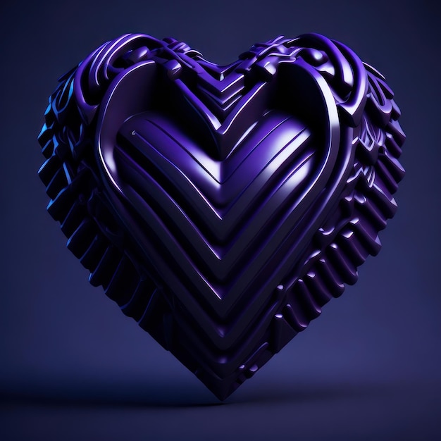 A purple heart with a black design and a white background.