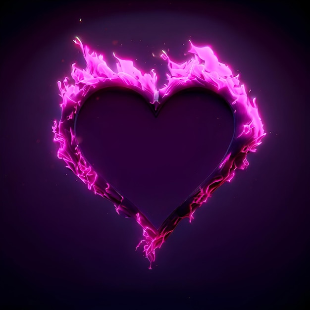 A purple heart with a flame on it generative ai