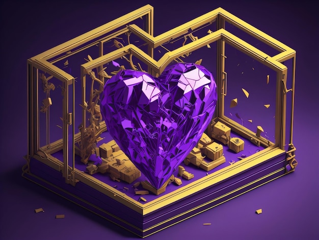 A purple heart with gold diamonds in the middle