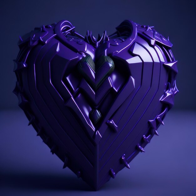 A purple heart with a heart shaped design on it