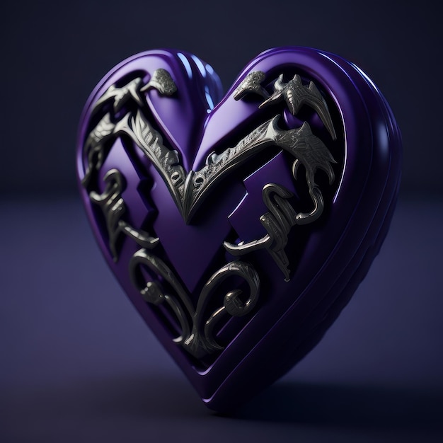 A purple heart with the word love on it