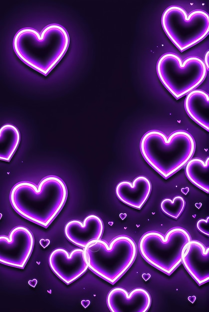 Photo purple hearts background neon cute hearts