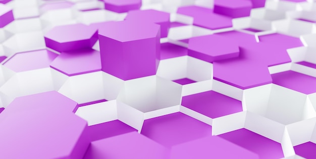 purple Hexagon honeycomb Background - 3D rendering - Illustration