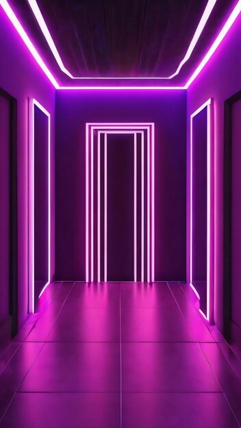 Purple hues and neon lights step into a modern and serene space with this stunning neon room backdr