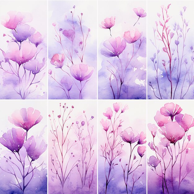 Purple hues in watercolor background images in a 11 aspect ratio