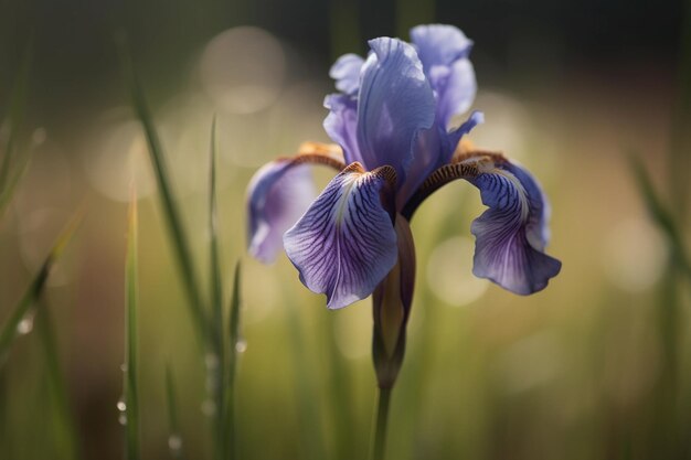 A purple iris with the word iris on it